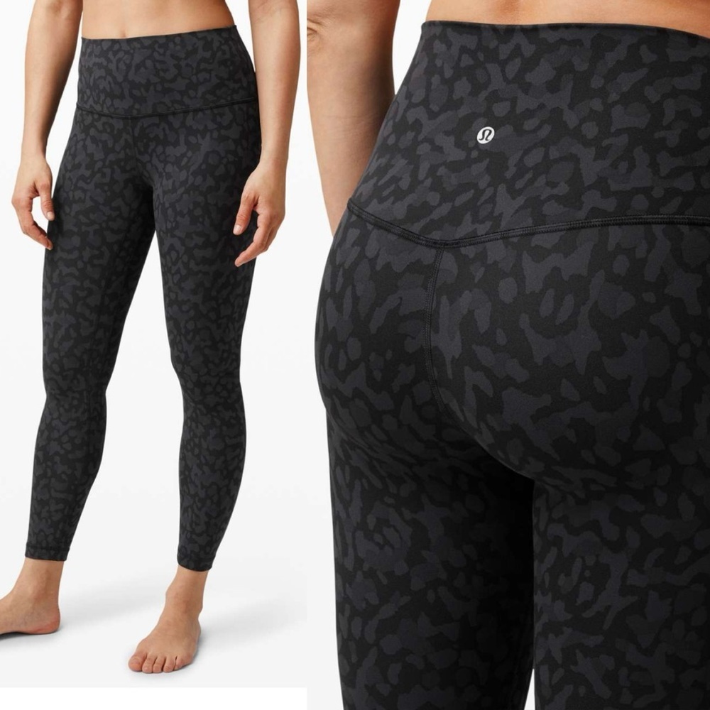 Lululemon Align Pant II 25" Formation Camo Deep Coal Multi / Black size 6